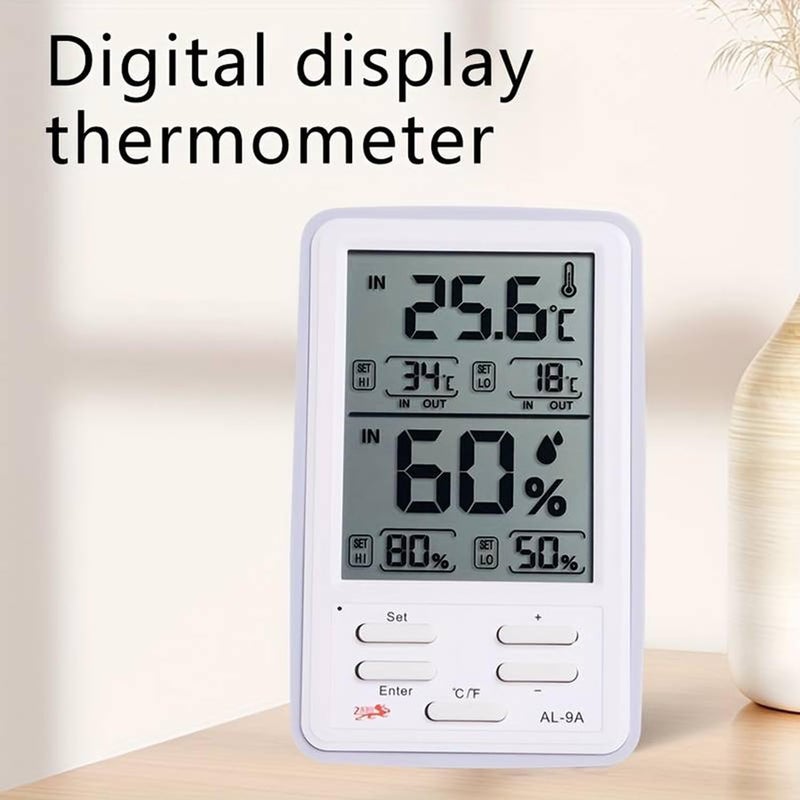KRESHU Digital Alarm Thermometer and Hygrometer Humidity Clock LCD Display Temperature Internal & External Sensor Meter Measurement Tool Electronic Humidity Clock for Home, Office (1-Pcs) - Image 4
