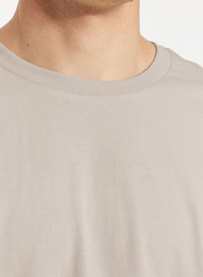 trendyol Stone Oversize/Wide Cut 100% Cotton Short Sleeve Basic T-Shirt - Image 5