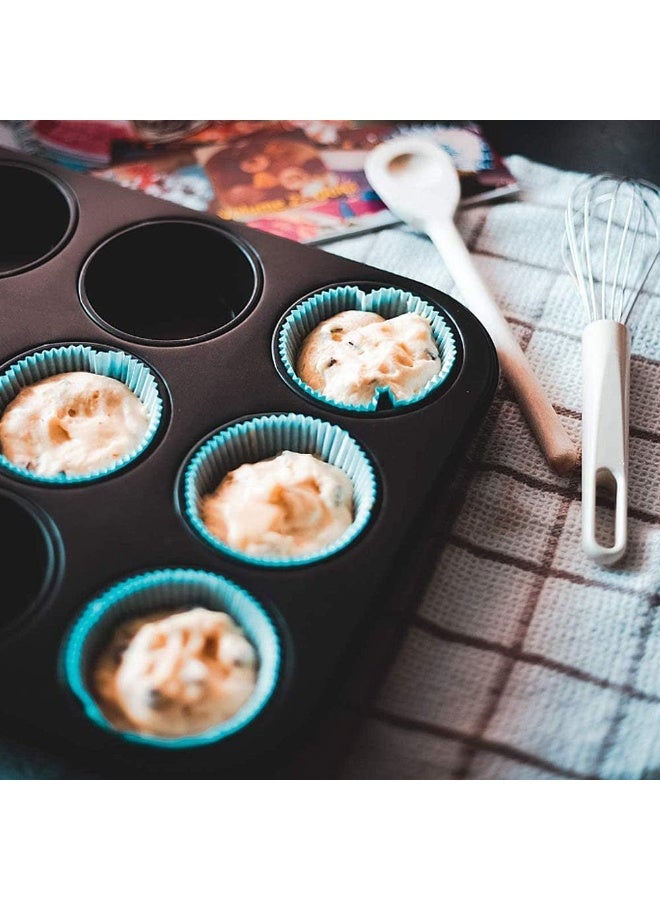 Bukela Cake Bakeware Mould, Carbon Steel Muffin Pan, 12 Cavity Bakeware Non-Stick Cake Baking Pan, Mini Pie Pans, Carbon Steel Muffin Tray, Standard Baking Pan Mold for Oven Baking - Image 3