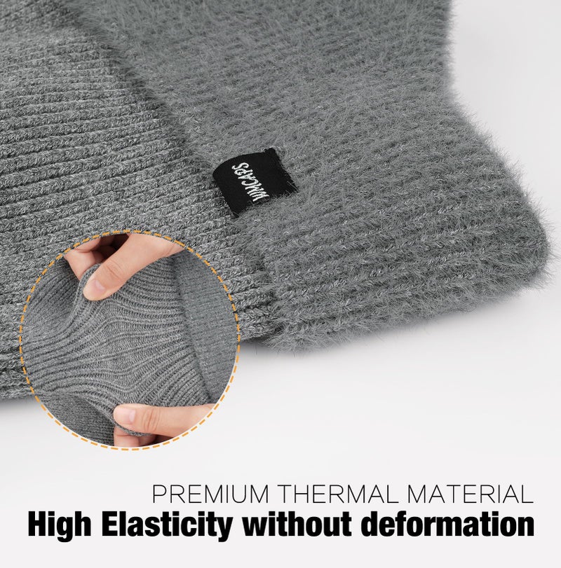 Wmcaps قبعة شتوية من ويمكابس مصنوعة من الفليس مع أذن للرجال والنساء، قبعة دافئة محبوكة للخارج (رمادي) - Image 3