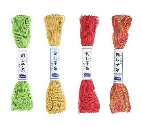 Olympus Sashiko Thread 20m Skein Color Bundles (Fall Leaves: 93-05-06-12) - Image 3