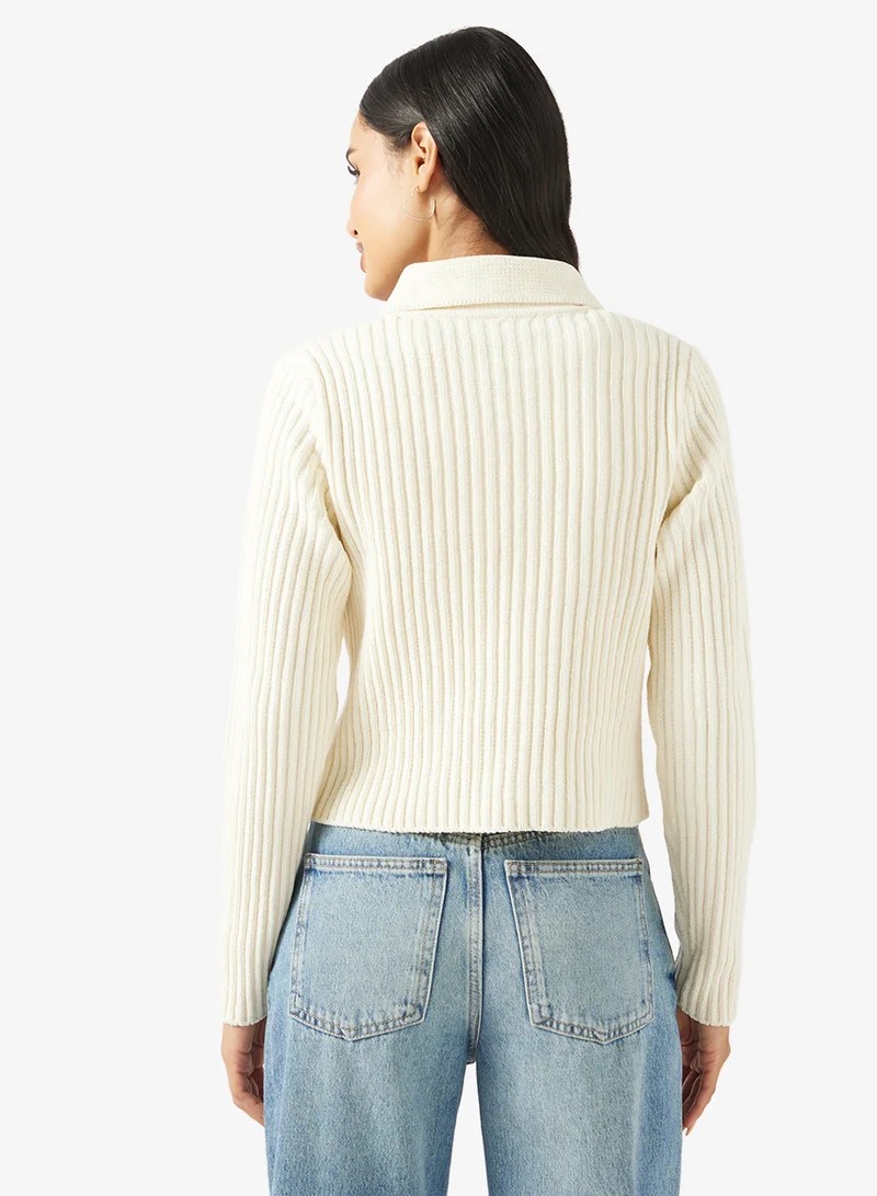 ONLY Onlelly Life Polo Zip Up Long Sleeve Cardigan