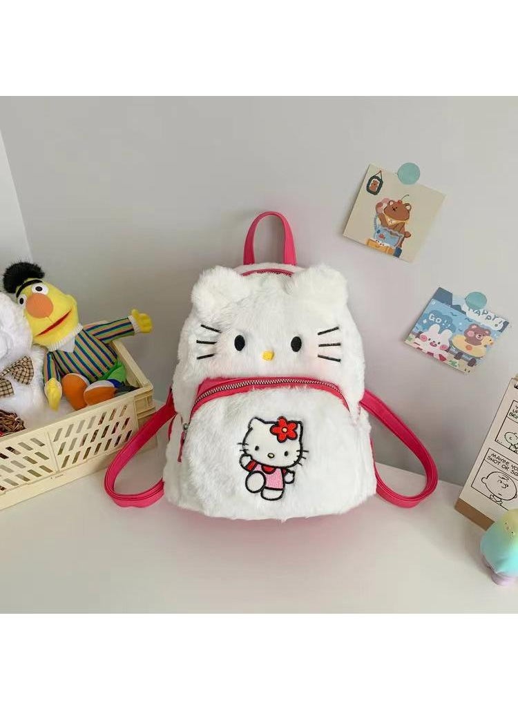 Hello Kitty Cartoon Plush Backpack Student Sweet Style Large Capacity Backpack Anime Backpack  - Image 1