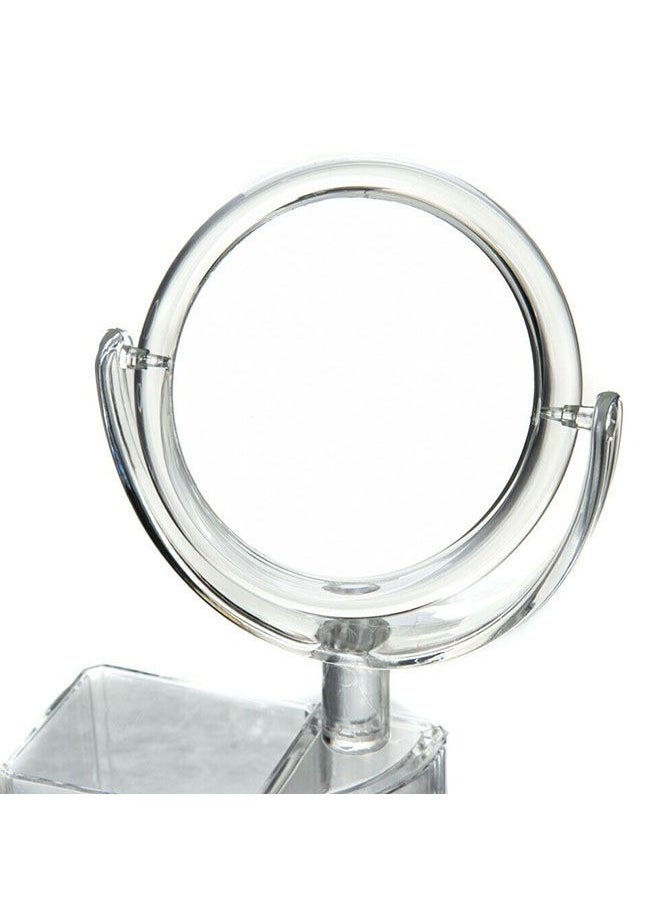 Generic - Makeup Organizer with 5X Magnifying Mirror Acrylic Vanity Mirror Tabletop Cosmetic Lipstick Organizer and Brush Holder for Bedroom and Bathroom - Image 1