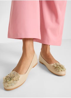 ELLA Oversized Diamante Floral Trim Ballerina  - Image 5