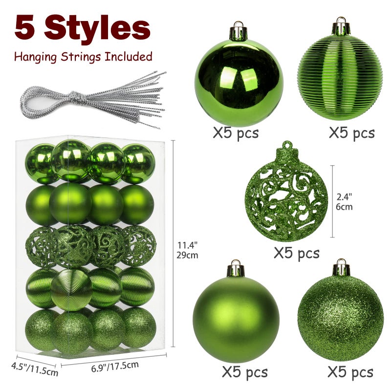 Briful 30pcs 2.36 "" عيد الميلاد الكرة الحلي الحلي شاتيربيان الأخضر ديكورات شجرة عيد الميلاد كرات الشجرة الهالوين د؟ - Image 2