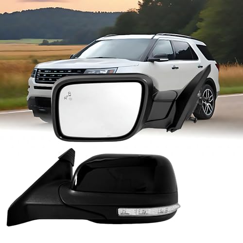 VMDCcdz Driver Side Mirror Compatible with Ford Explorer 20112019 with Blind Spot Light Turn Signal Light Puddle Light Heated Power Glass Power Folding with Memory 14 Pins Replace GB5Z17683 - Image 1