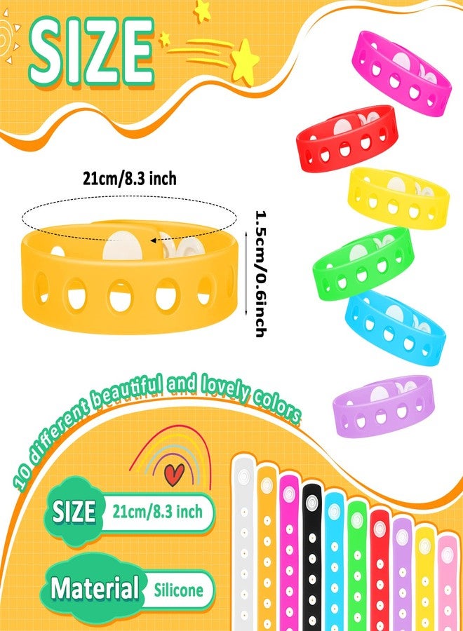Zhanmai 30 Pieces 10 Colors Silicone Wristband Bulk Adjustable Rubber Wristbands with Holes for Men Women Birthday - Image 2