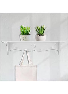 OCTOBER Hollow Wall Shelf, One Character White Carved Wall Hanging Hollow Wall Shelf Wall Decoration Clothes Hat Rack Hooks Coat Rack Hook with Super Hard Scratch  - Image 2