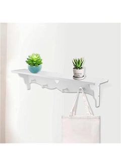 OCTOBER Hollow Wall Shelf, One Character White Carved Wall Hanging Hollow Wall Shelf Wall Decoration Clothes Hat Rack Hooks Coat Rack Hook with Super Hard Scratch  - Image 4