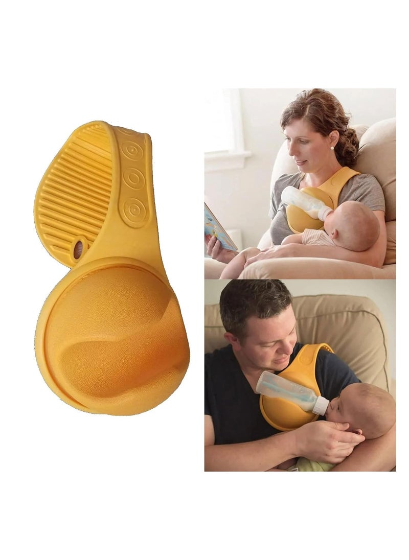 Hands-Free Baby Bottle Holder, Adjustable Feeding Support Strap with Secure Bottle Clamp, Universal Fit, Easy Rotation for Perfect Angle, Detachable & Portable Design, Ideal for Multitasking Parents
