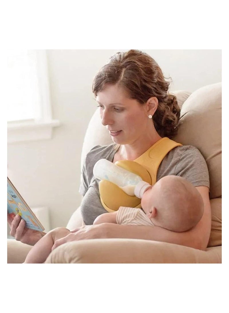 Hands-Free Baby Bottle Holder, Adjustable Feeding Support Strap with Secure Bottle Clamp, Universal Fit, Easy Rotation for Perfect Angle, Detachable & Portable Design, Ideal for Multitasking Parents