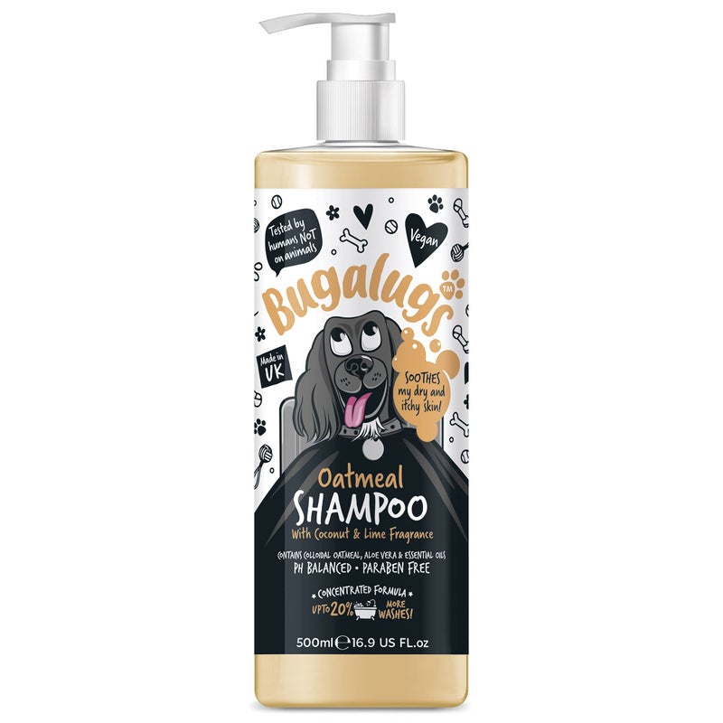 BUGALUGS Oatmeal Aloe Vera Dog Shampoo Dog Grooming Shampoo Products for Smelly Dogs with Fragrance Oatmeal Puppy Shampoo Professional Vegan pet Shampoo Conditioner