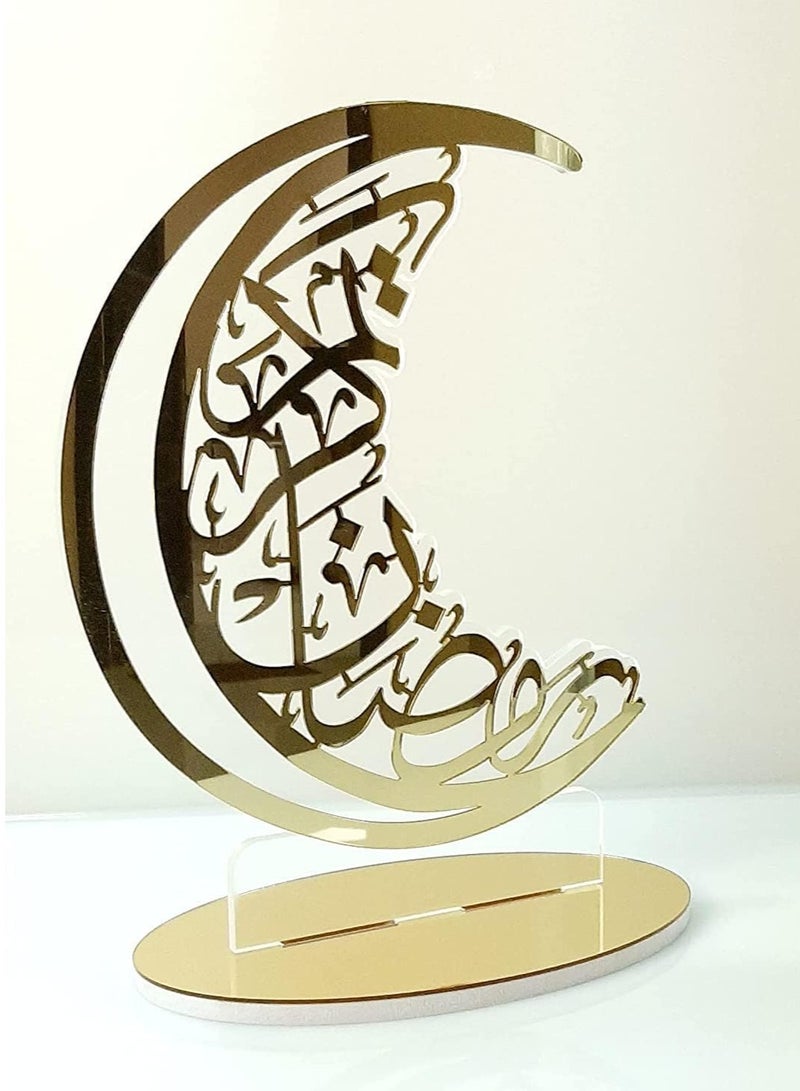 تي بي جي بي هلال رمضان من الأكريليك الذهبي، زينة رمضان من الأكريليك. - Image 1