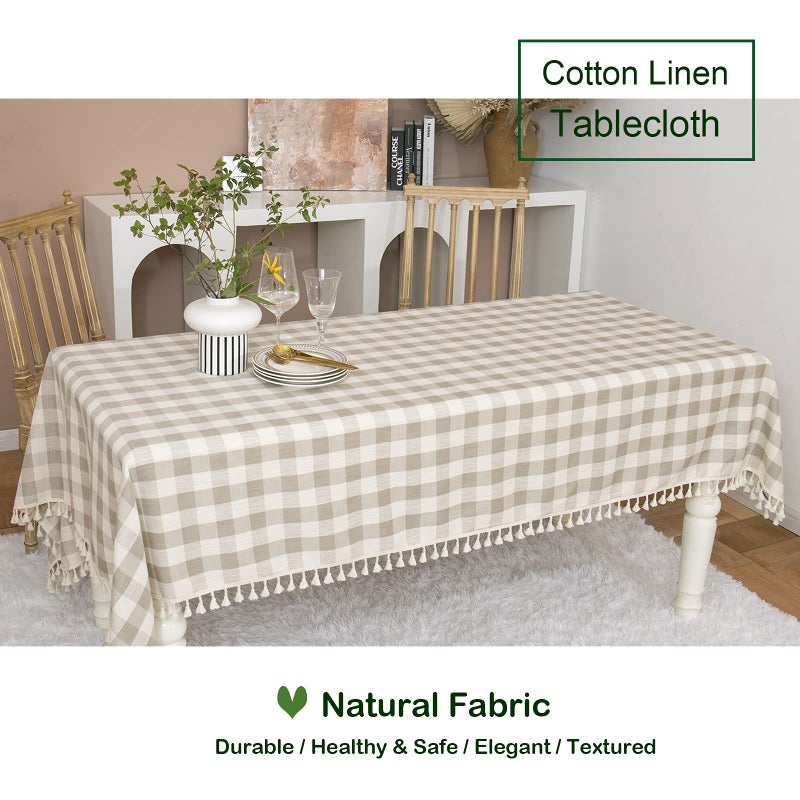 Midsummer Breeze Rustic Dequered Tablecloth Cotton Gingham Rectangle Table Cloths للمطبخ مطعم مطعم Farmhouse Decord Christmas Decor - Image 2