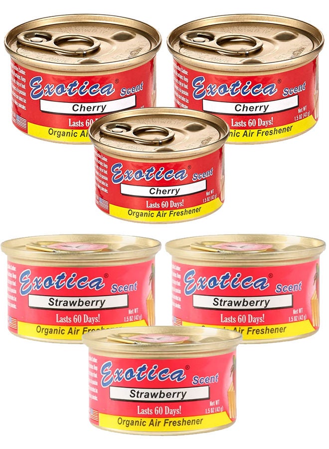 EXOTICA باقة قيمة من معطرات الهواء العضوية EXOTICA 6 قطع، رائحة الكرز-3 ورائحة الفراولة-3 - Image 1