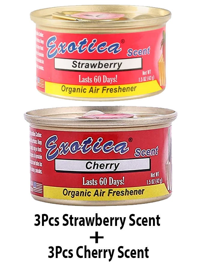 EXOTICA باقة قيمة من معطرات الهواء العضوية EXOTICA 6 قطع، رائحة الكرز-3 ورائحة الفراولة-3 - Image 2