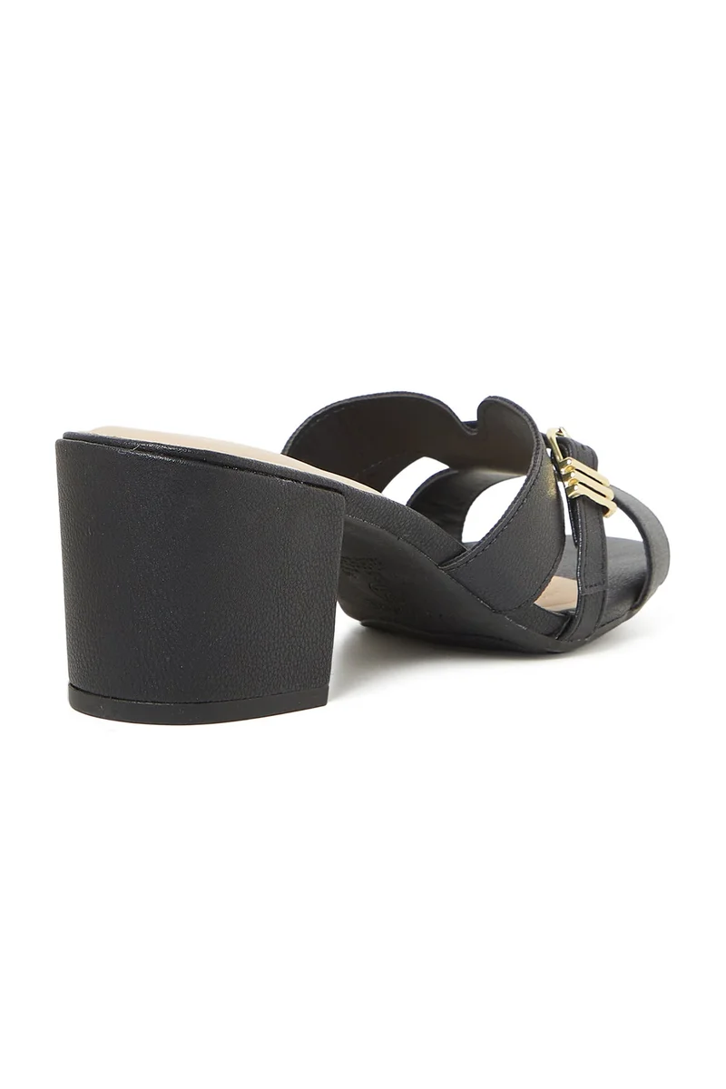 Modare  MODARE Mid Heel Sandals for Ladies – BLACK Sandals with Slip On | Comfortable PU Upper & TPR Sole for Women | Best Price UAE