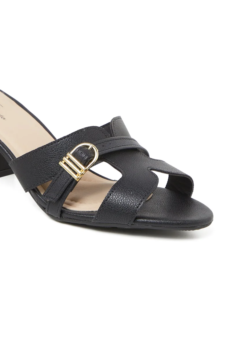 Modare  MODARE Mid Heel Sandals for Ladies – BLACK Sandals with Slip On | Comfortable PU Upper & TPR Sole for Women | Best Price UAE