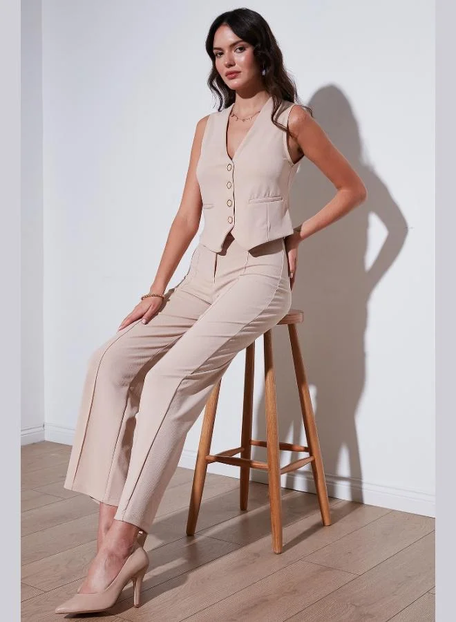 Lela Lela Stretch Fitted Fit V-Neck Buttoned Vest Women's VEST 5865971