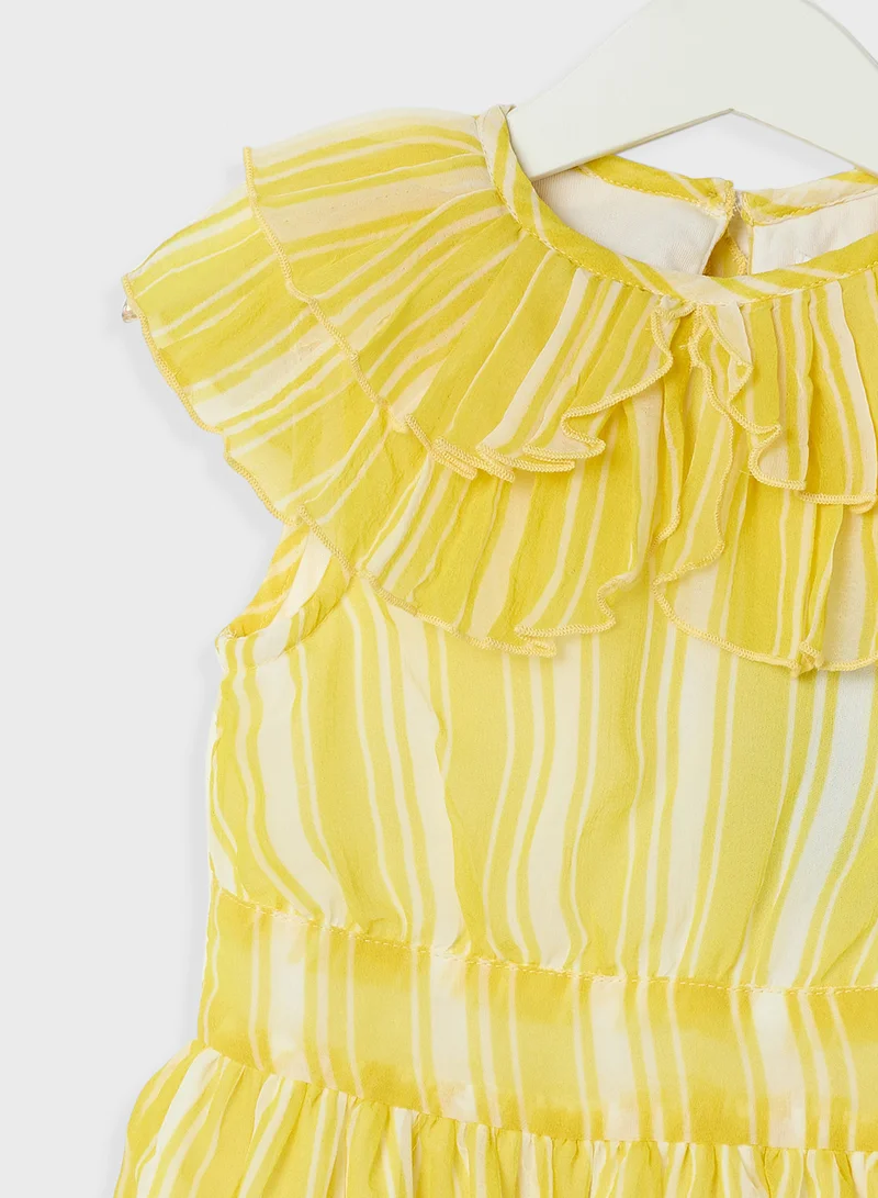 Ripples Striped Ruffle Dress