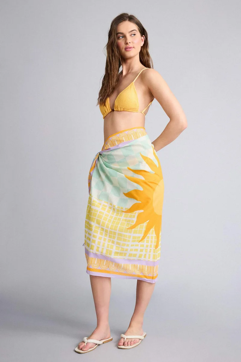 ديفاكتو Regular Fit Palm Tree Patterned Cotton Pareo