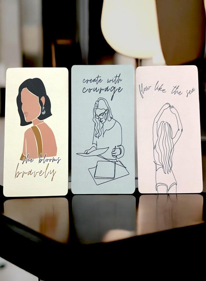 Maefele Minimalist Affirmation Desk Frame Set – 3 Modern Line Art Prints for Women | Motivational Quotes for Home Office & Studio | Feminine Desk Decor for Confidence, Creativity & Calm - Image 1