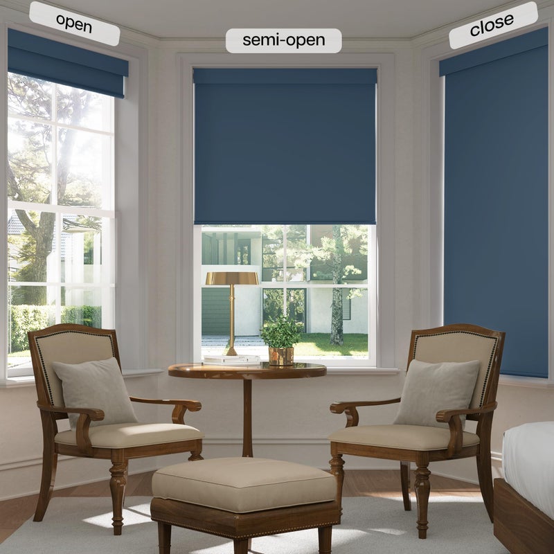 LazBlinds No Drill Blinds for Indoor Windows, Blackout Roller Shades, Cordless Window Blackout Blinds, Thermal Insulated Fabric UV Protection for Home and Office, 20" W x 48" H, Navy Blue - Image 5