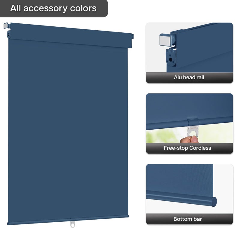 LazBlinds No Drill Blinds for Indoor Windows, Blackout Roller Shades, Cordless Window Blackout Blinds, Thermal Insulated Fabric UV Protection for Home and Office, 20" W x 48" H, Navy Blue - Image 3