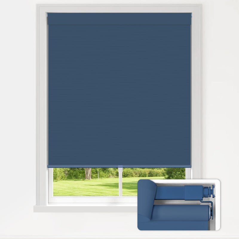 LazBlinds No Drill Blinds for Indoor Windows, Blackout Roller Shades, Cordless Window Blackout Blinds, Thermal Insulated Fabric UV Protection for Home and Office, 20" W x 48" H, Navy Blue - Image 1