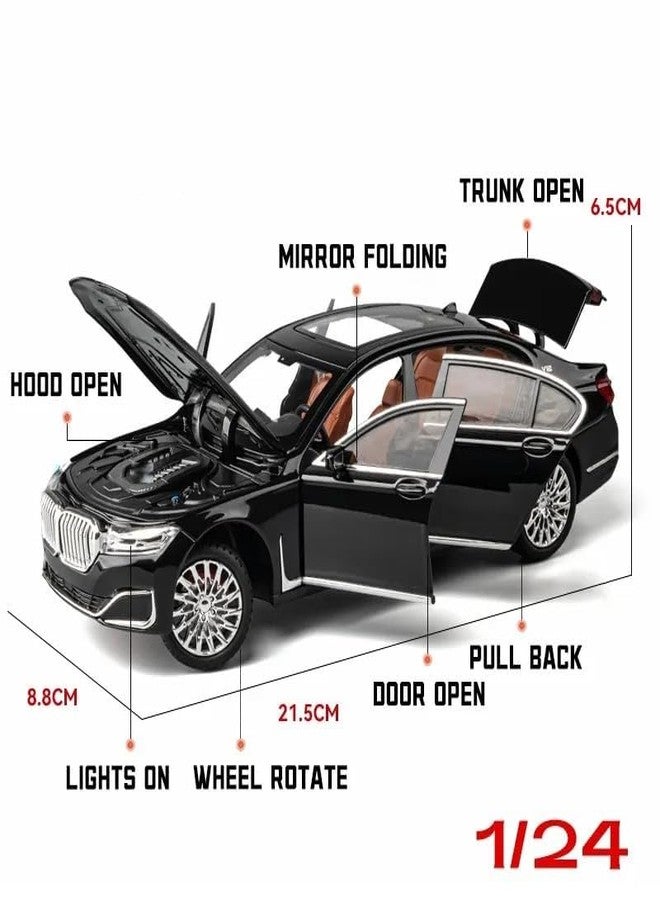PLUSPOINT Diecast 7Series 760 THE7 Toy Car 1:24 Scale Model,Pull Back Vehicles Alloy Simulation Supercar with Lights and Sound Also for Car Dashboard,Kids,Adult - Image 3