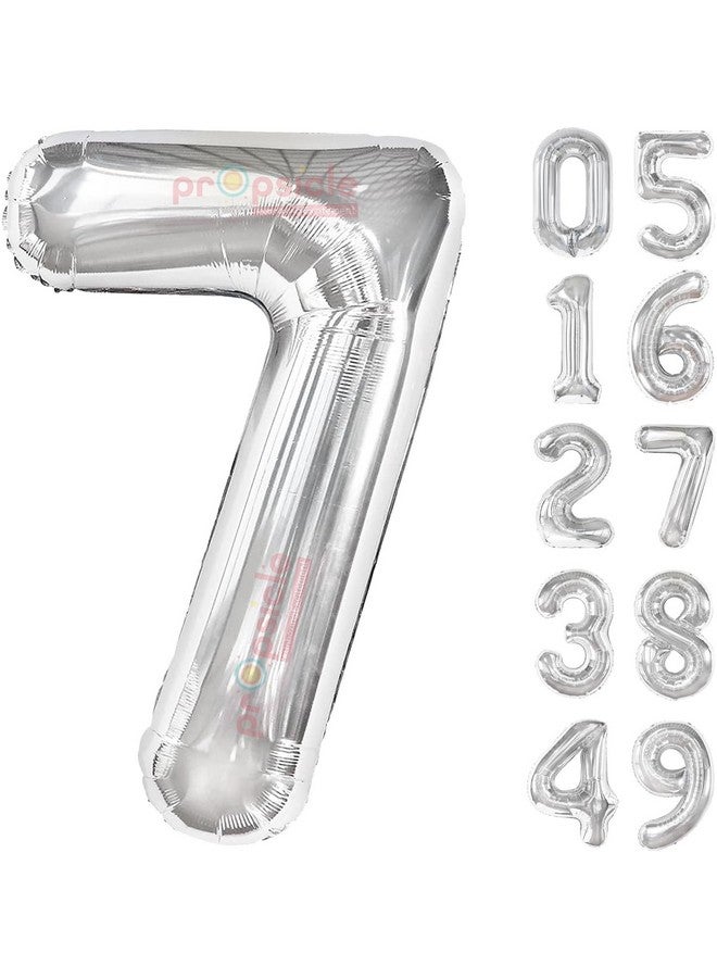 Propsicle 16 inch Birthday Foil 7 Number Helium Balloon Party Decoration Silver Pack of 1 | 7 Year No. Balloons Birthday/Anniversary | Seven Number - Image 1