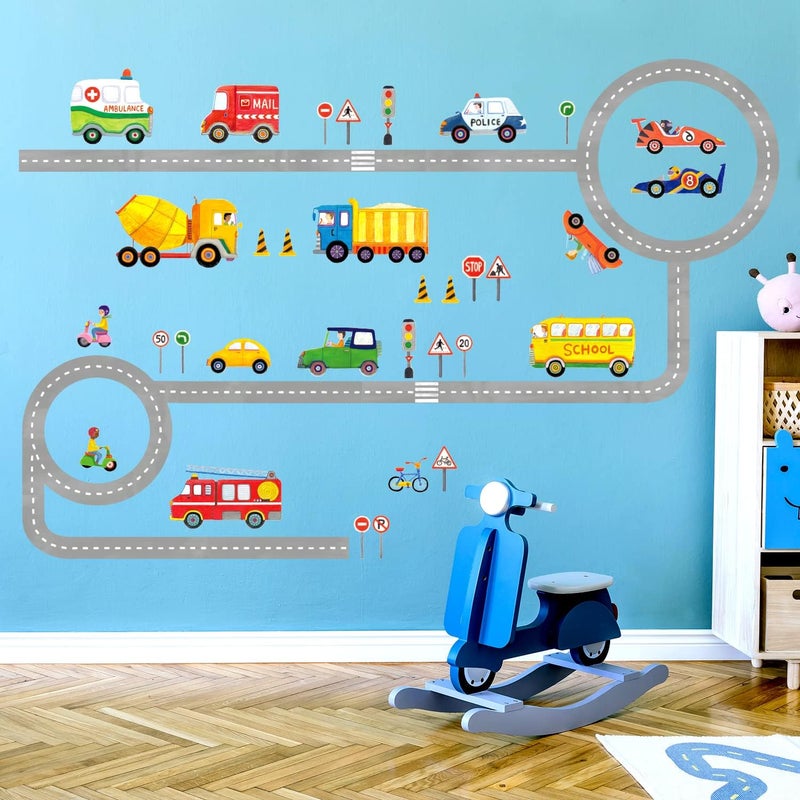 BPA The Road and Cars Kids Wall Decals Wall Stickers Peel and Stick Removable Wall Stickers for Kids Nursery Bedroom Living Room (Large) - Image 4