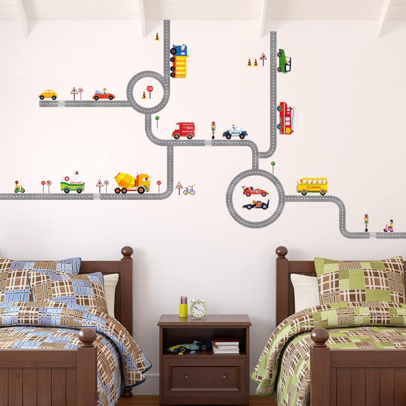 BPA The Road and Cars Kids Wall Decals Wall Stickers Peel and Stick Removable Wall Stickers for Kids Nursery Bedroom Living Room (Large) - Image 2