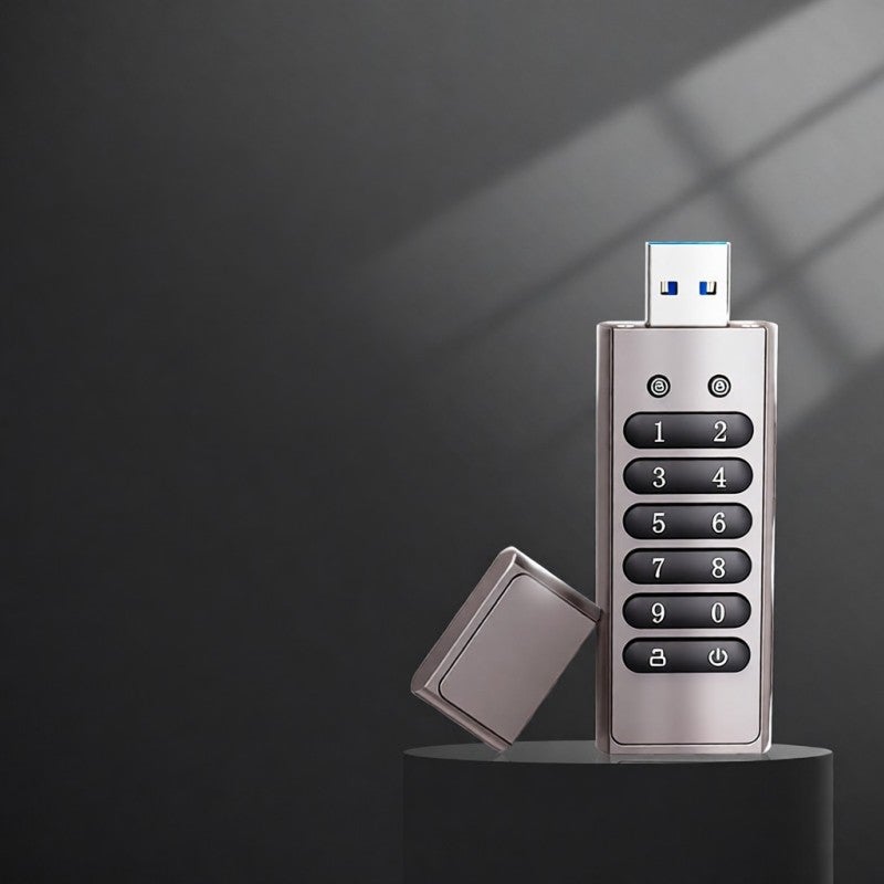 محرك أقراص فلاش محمي بكلمة مرور بسعة 128 جيجابايت ، ذاكرة USB 3.0 بأمان عالي بخوارزمية AES 256 بت - وظيفة إعادة الضبط ومسح والقفل التلقائي ، إلغاء القفل بواسطة زر أكثر أمانًا لحماية البيانات - Image 5