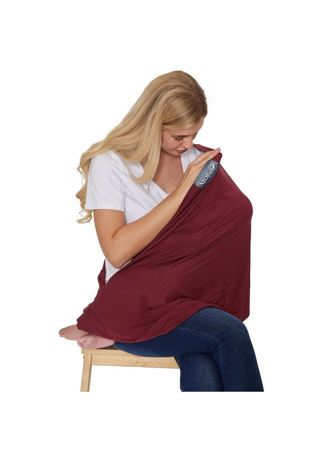 NeoTech Care Baby Nursing Cover Breastfeeding Scarf | Soft Fabric (Burgundy Red) - Image 1