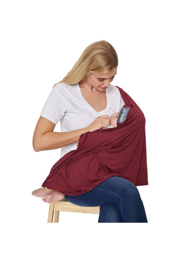 NeoTech Care Baby Nursing Cover Breastfeeding Scarf | Soft Fabric (Burgundy Red) - Image 3