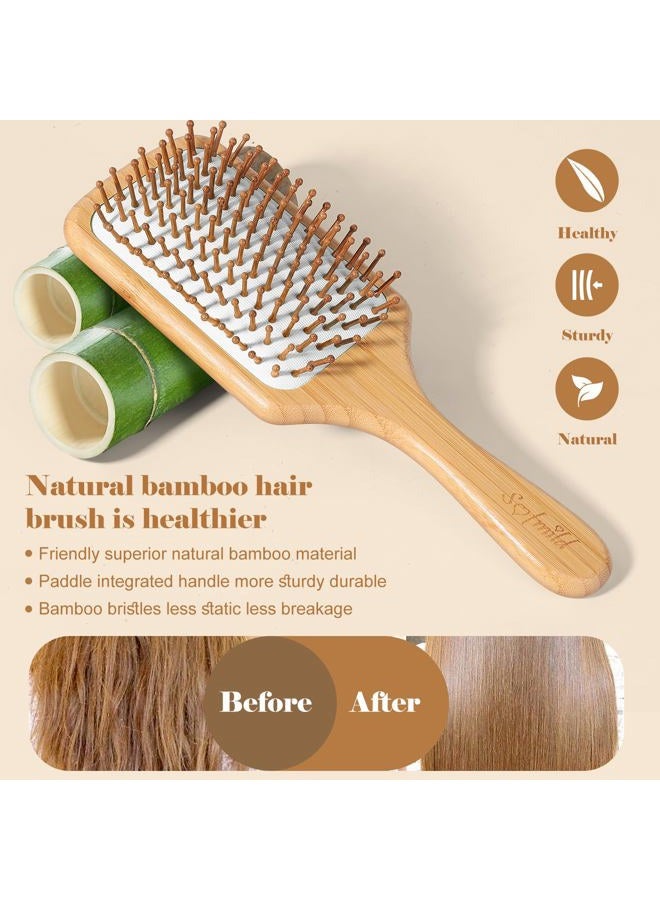 Sofmild Hair Brush-Natural Wooden Bamboo Brush and Detangle Tail Comb Instead of Brush Cleaner Tool, Paddle Hairbrush for Women Men and Kids Make Thin Long Curly Hair Health and Massage Scalp - Image 3