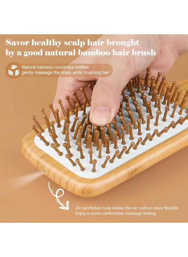 Sofmild Hair Brush-Natural Wooden Bamboo Brush and Detangle Tail Comb Instead of Brush Cleaner Tool, Paddle Hairbrush for Women Men and Kids Make Thin Long Curly Hair Health and Massage Scalp - Image 2
