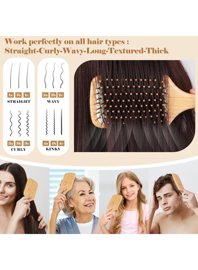 Sofmild Hair Brush-Natural Wooden Bamboo Brush and Detangle Tail Comb Instead of Brush Cleaner Tool, Paddle Hairbrush for Women Men and Kids Make Thin Long Curly Hair Health and Massage Scalp - Image 5