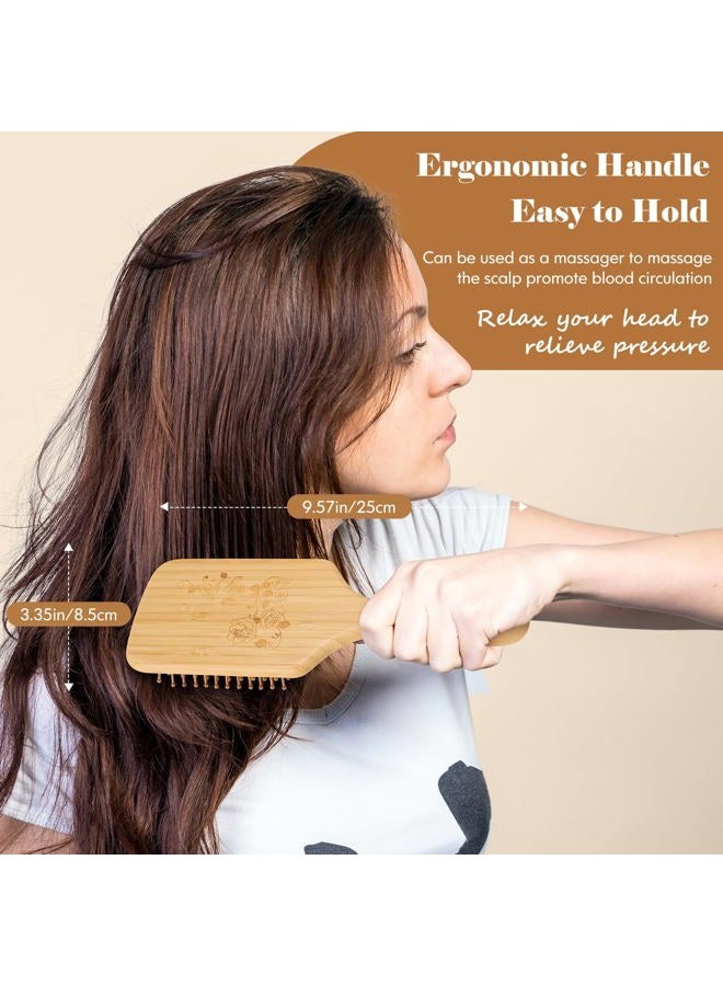 Sofmild Hair Brush-Natural Wooden Bamboo Brush and Detangle Tail Comb Instead of Brush Cleaner Tool, Paddle Hairbrush for Women Men and Kids Make Thin Long Curly Hair Health and Massage Scalp - Image 4
