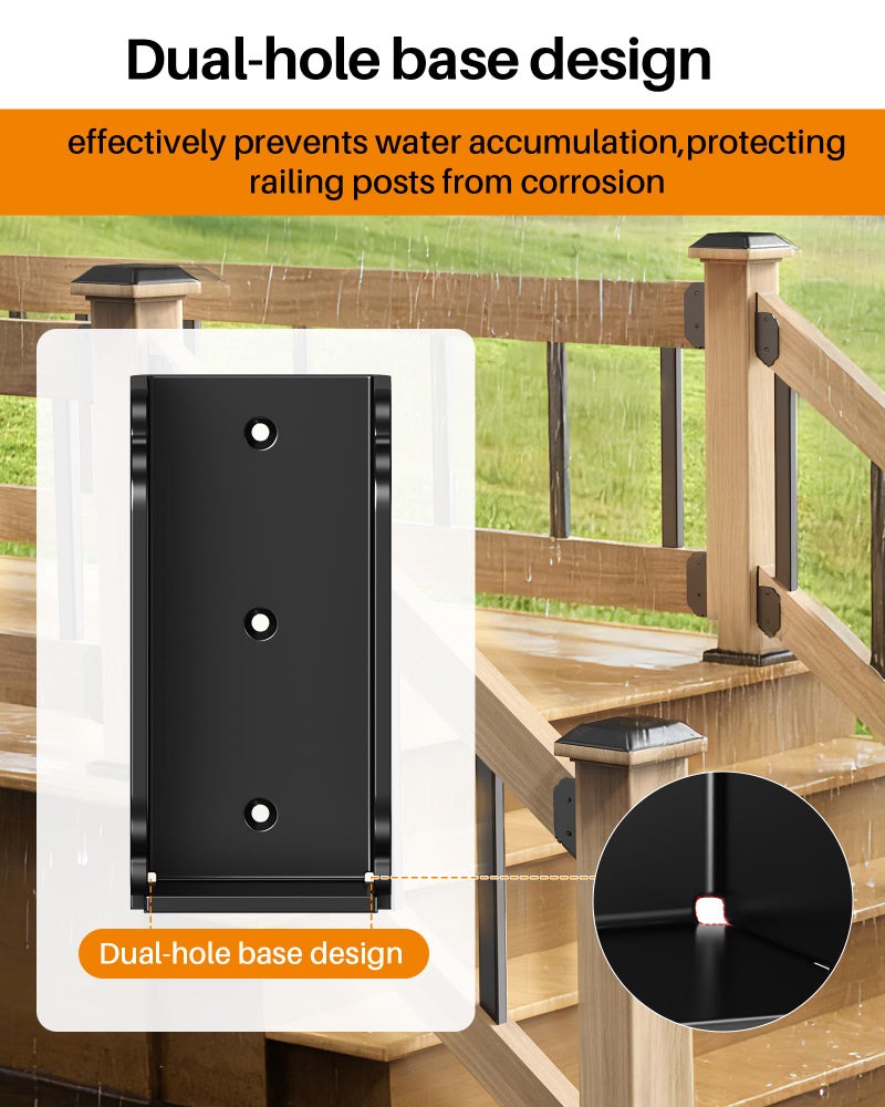 BYMECOST 4PCS 201 Stainless Steel Deck Railing Bracket Connectors,Wood Post Deck Rail Bracket for 2"x4" (Actual 1.5"x3.5"),Wood Post Deck Rail Bracket to Handrail,Fence Railing Brackets,Barn and Beam(4pc-90Â°) - Image 5