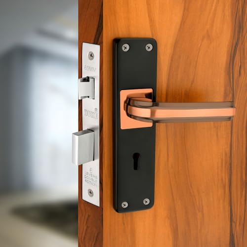Duke Mortise Steel Door Lock Black & Rose Gold | Mortice Door Locks for Home, Living Room, Hotel - Image 1