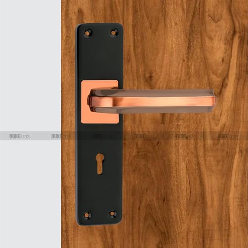 Duke Mortise Steel Door Lock Black & Rose Gold | Mortice Door Locks for Home, Living Room, Hotel - Image 4