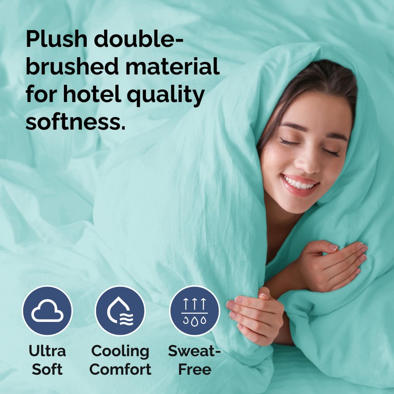 CGK Unlimited Duvet Cover Cal King Size Set - Extra Soft Cal King Size Duvet Cover - 104"" x 98"" Cal King Duvet Cover w/ 2 Pillow Shams - Easy Care & Fade Free - Comforter Cover w/Zipper Closures & Ties (Spa Blue) - Image 3