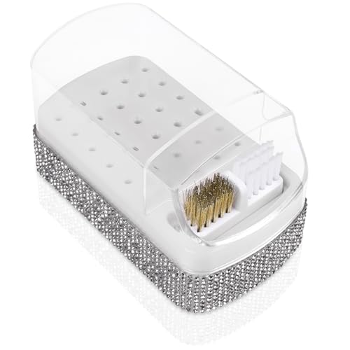 Rolokit 2 in 1 Nail Drill Bits Holder: 30 Holes Nail Bits Organizer Case with Cleaner Brush, Dustproof Efile Nail Tech Bits Storage Container Box Manicure Tools Accessories Display for Salon Home(Only Box) - Image 1