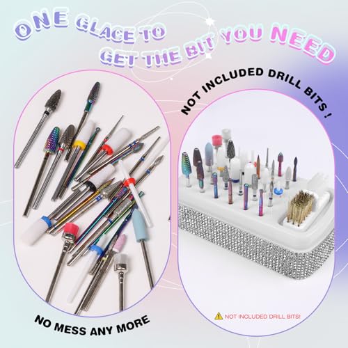 Rolokit 2 in 1 Nail Drill Bits Holder: 30 Holes Nail Bits Organizer Case with Cleaner Brush, Dustproof Efile Nail Tech Bits Storage Container Box Manicure Tools Accessories Display for Salon Home(Only Box) - Image 2