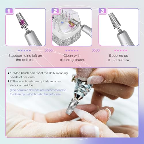 Rolokit 2 in 1 Nail Drill Bits Holder: 30 Holes Nail Bits Organizer Case with Cleaner Brush, Dustproof Efile Nail Tech Bits Storage Container Box Manicure Tools Accessories Display for Salon Home(Only Box) - Image 5