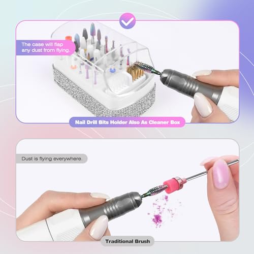 Rolokit 2 in 1 Nail Drill Bits Holder: 30 Holes Nail Bits Organizer Case with Cleaner Brush, Dustproof Efile Nail Tech Bits Storage Container Box Manicure Tools Accessories Display for Salon Home(Only Box) - Image 4