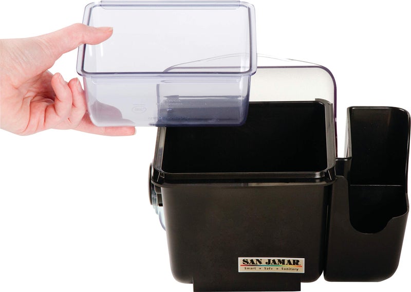 San Jamar BD2002CAR Mini Dome Garnish Center with Chillable Tray and Right Hand Caddy (1-Quart, Black, NSF) - Image 1